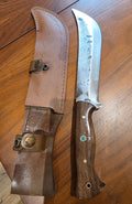 Jagd & Buschkraftmesser, Carbon Stahl, Walnuss Griff inkl. Lederetui