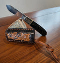 Taschenmesser N690 Stahl, poliertem Büffelhorn inkl. Lederetui