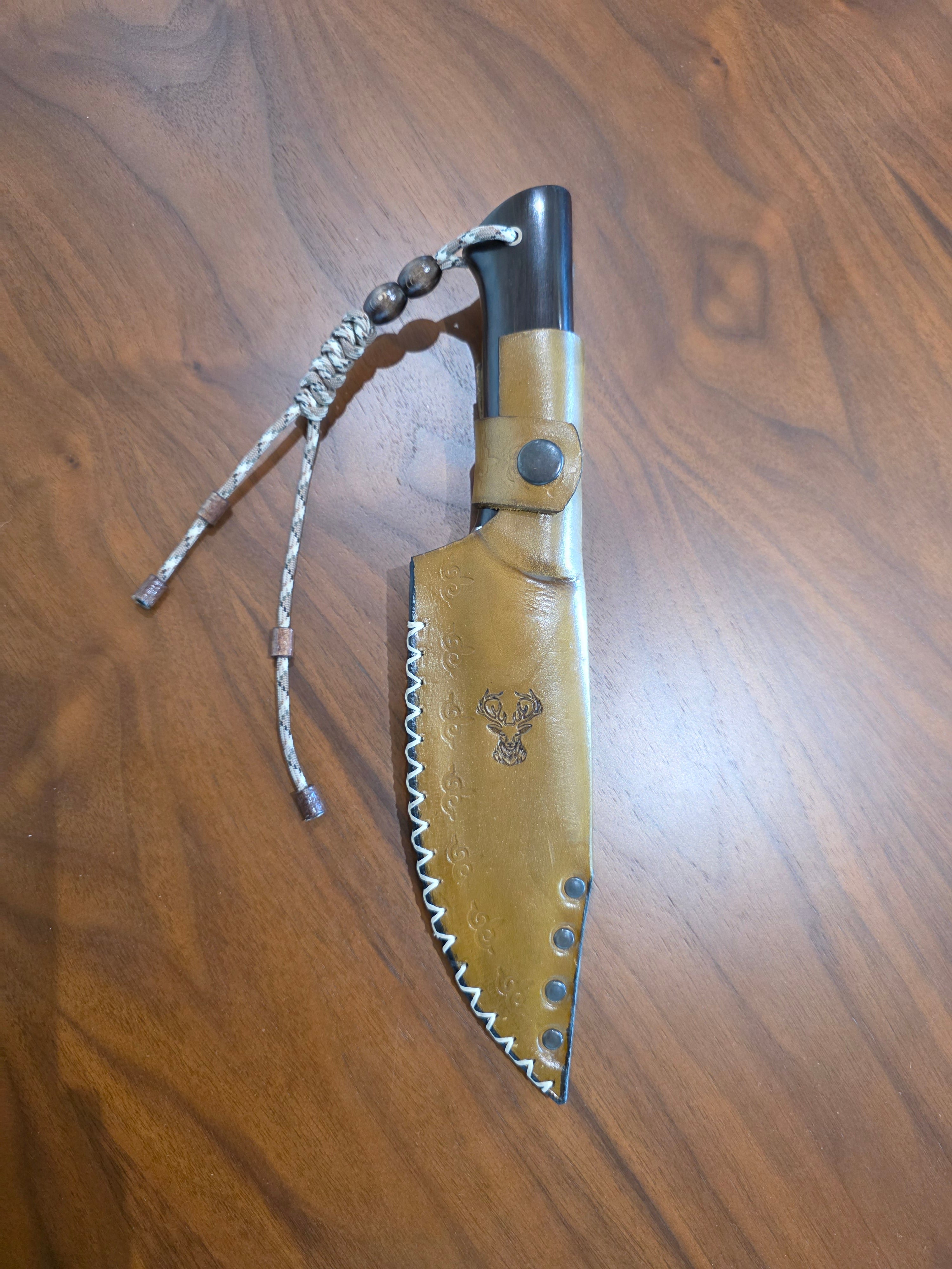 Buschkraft Messer ,N690 Stahl, Pakkaholz inkl. Lederetui.