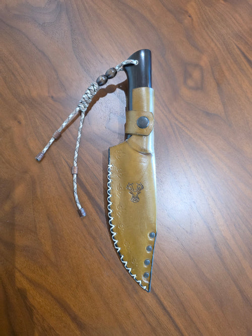 Buschkraft Messer ,N690 Stahl, Pakkaholz inkl. Lederetui.