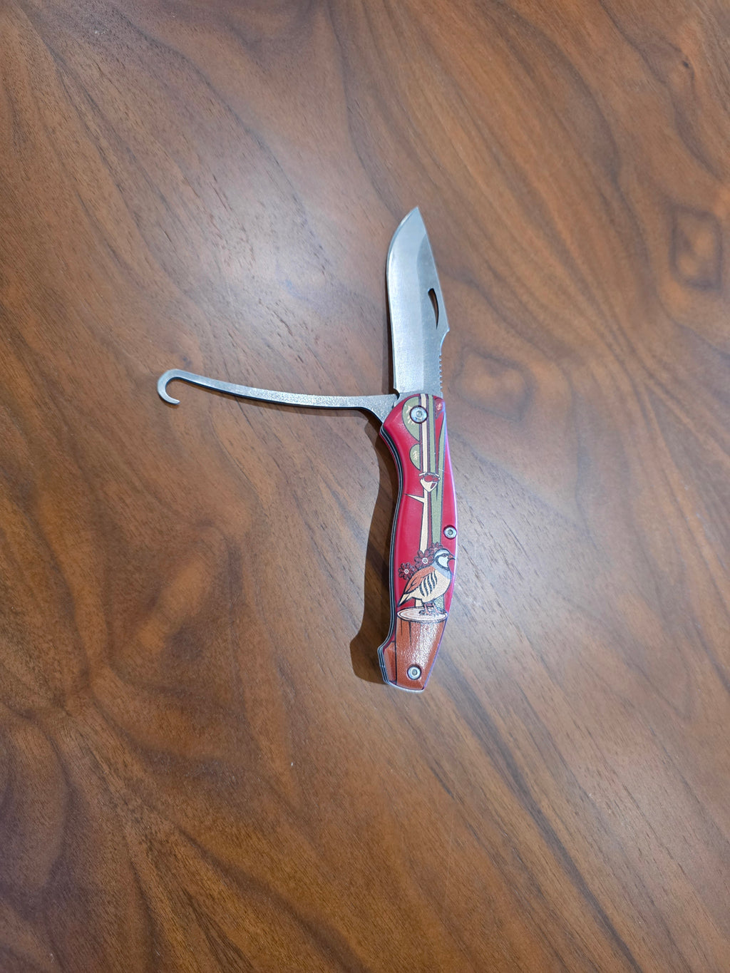Taschenmesser Rot,4116 Stahl + Aufbrechhaken / Jagd