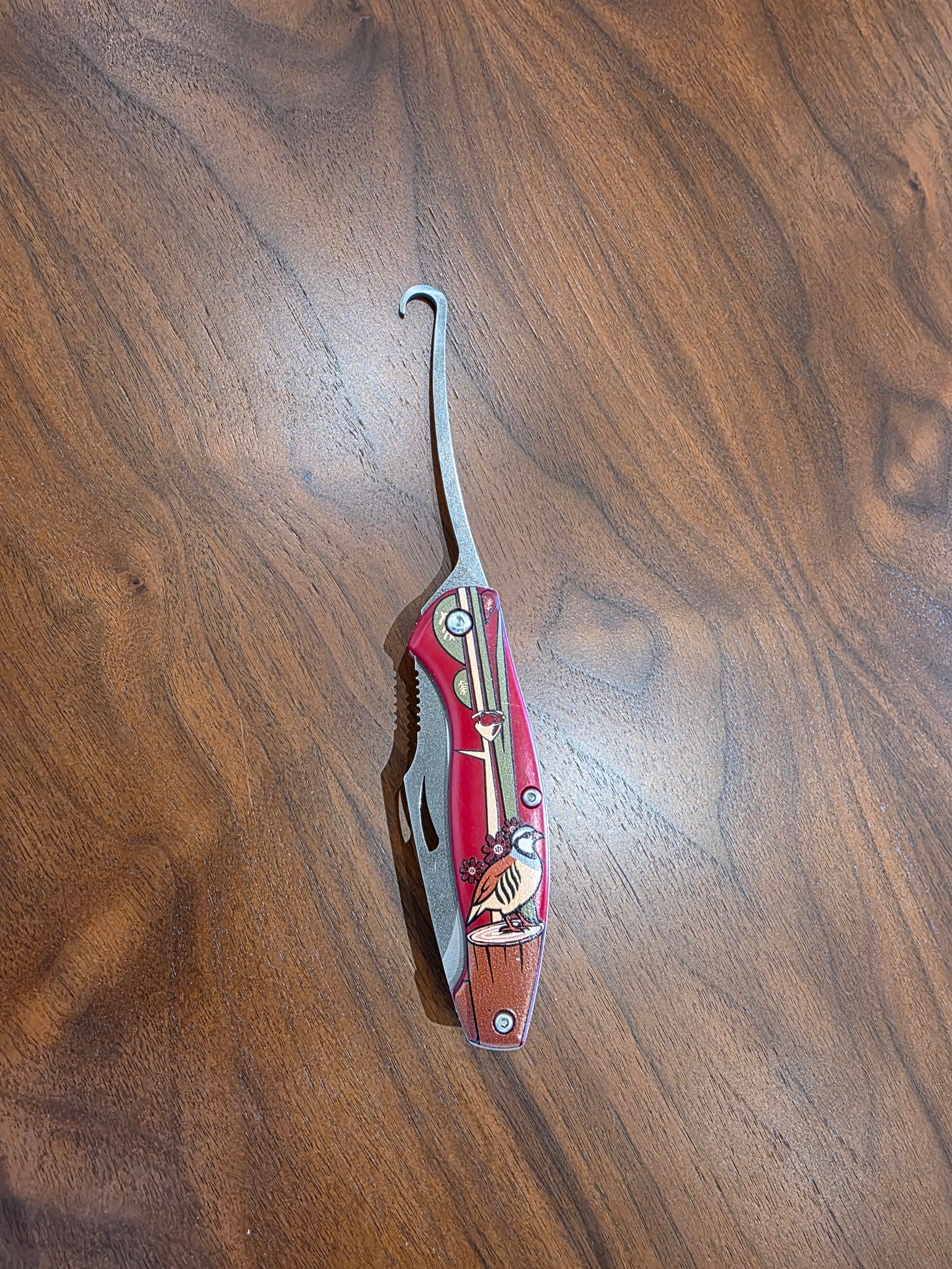 Taschenmesser Rot,4116 Stahl + Aufbrechhaken / Jagd