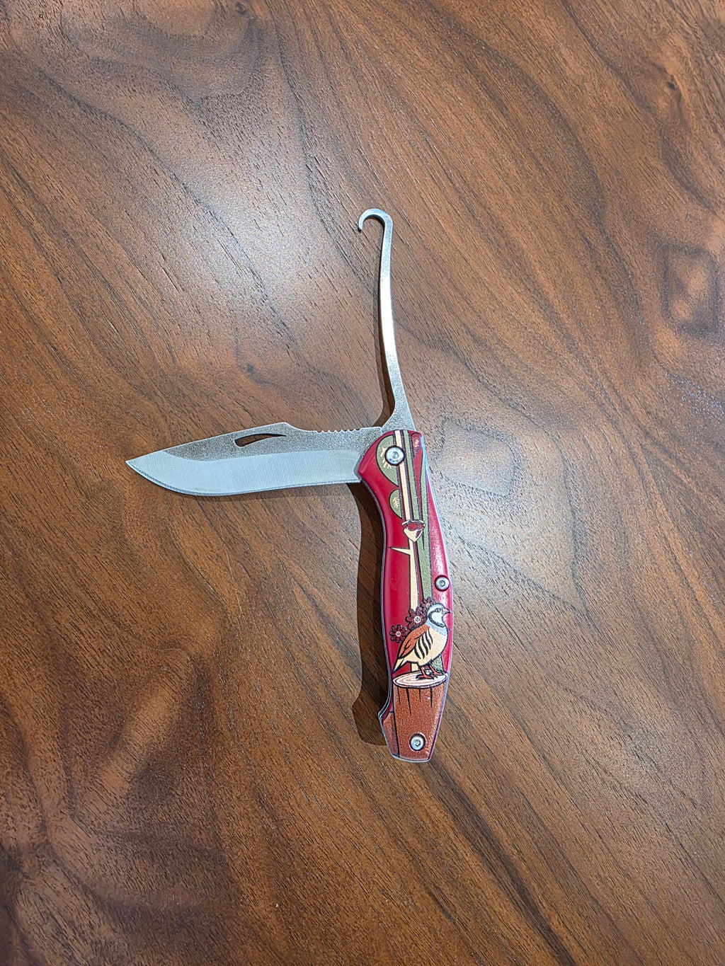 Taschenmesser Rot,4116 Stahl + Aufbrechhaken / Jagd