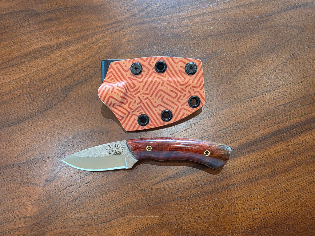 Messer N690 Stahl, stabilisiertem Maserholz inkl. Kydex