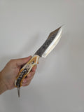 Buschcraft Messer, rostfreier gravierter Stahl, handmade, inkl. Lederetui.