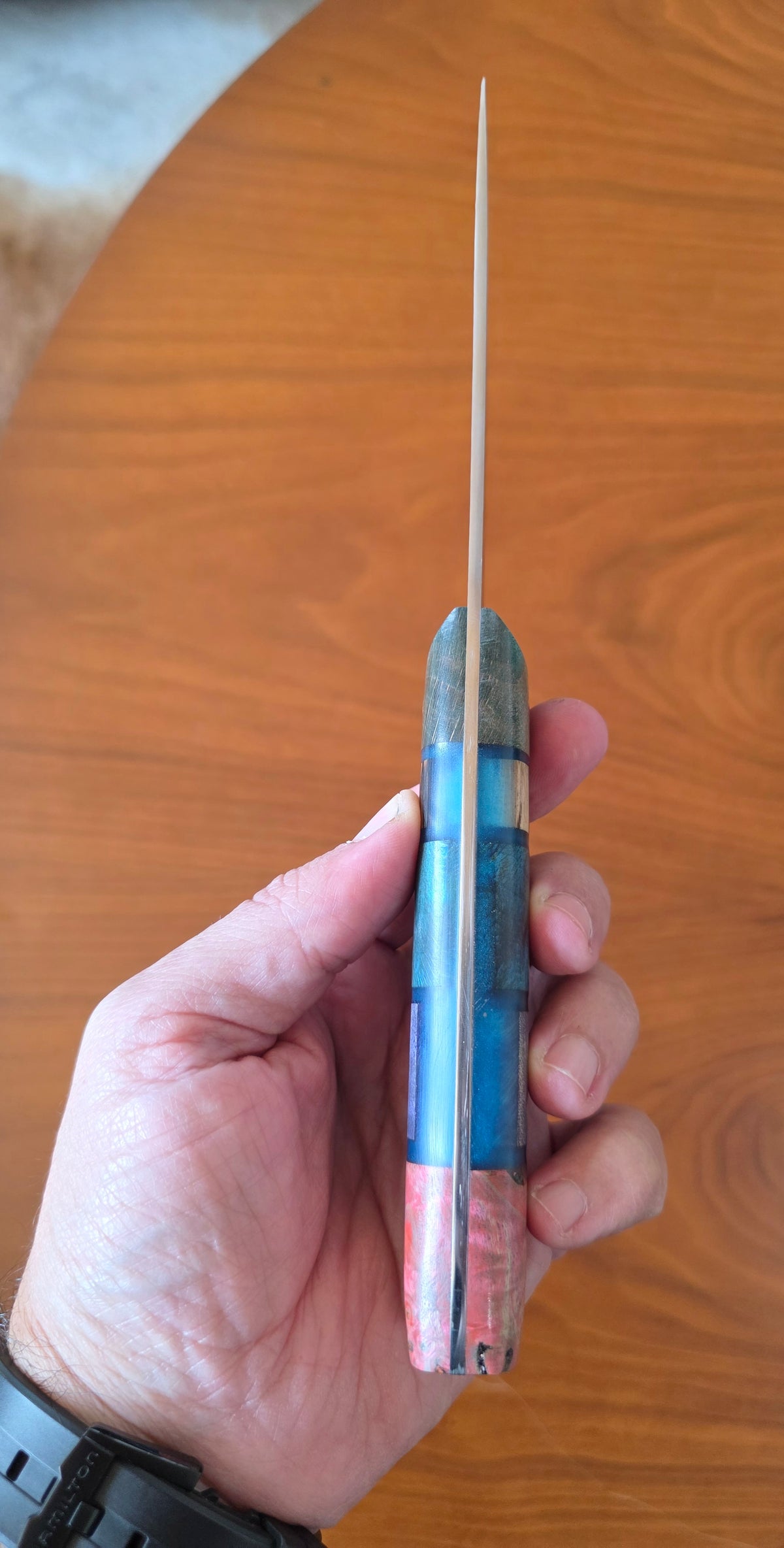 Kochmesser aus 4116 Stahl mit Griff aus verschiedenem stabilisiertem Holzmaterial
