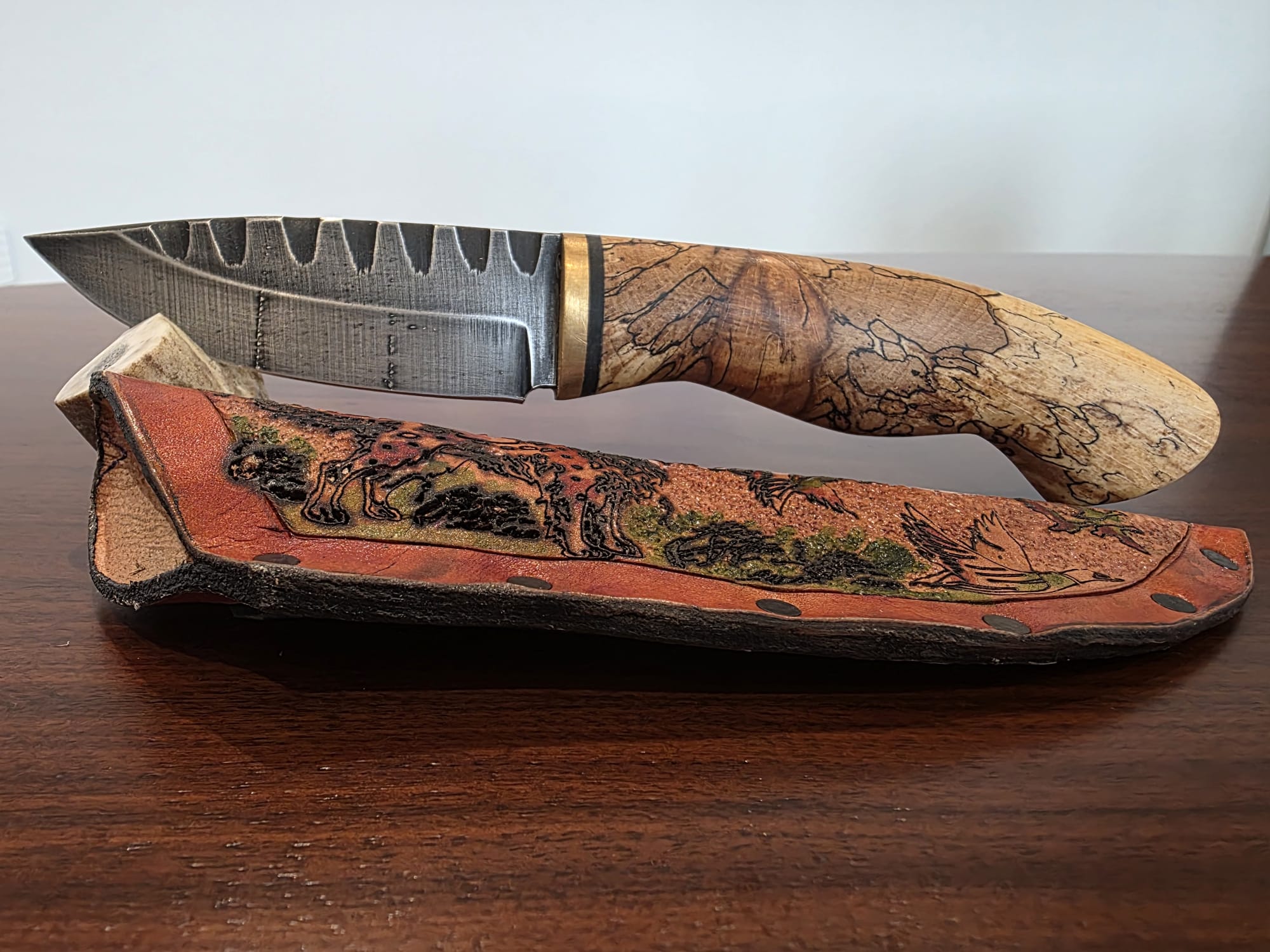 Bushcraft Messer A2 Stahl, Griff Russische Olive