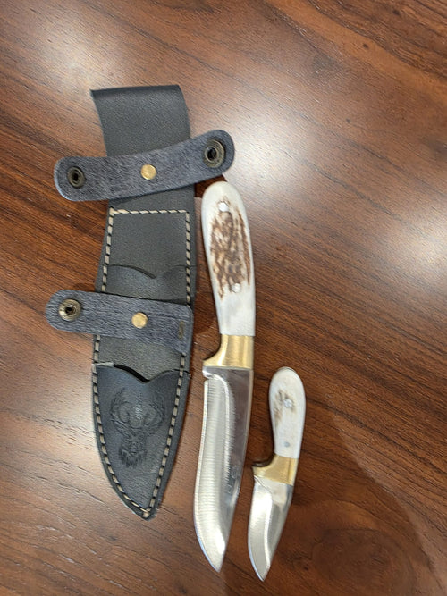 Bushcraft Messer Set, Papa und Sohn Stahl 4116 Griff aus Hirschhorn