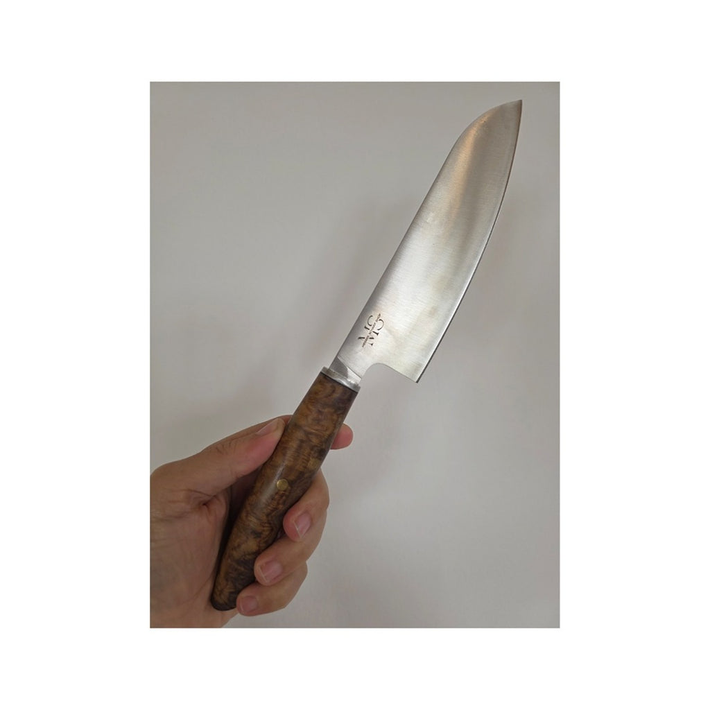 Kochmesser 4116 Stahl, stabilisiertem Maserbirke Griff inkl. Lederetui.