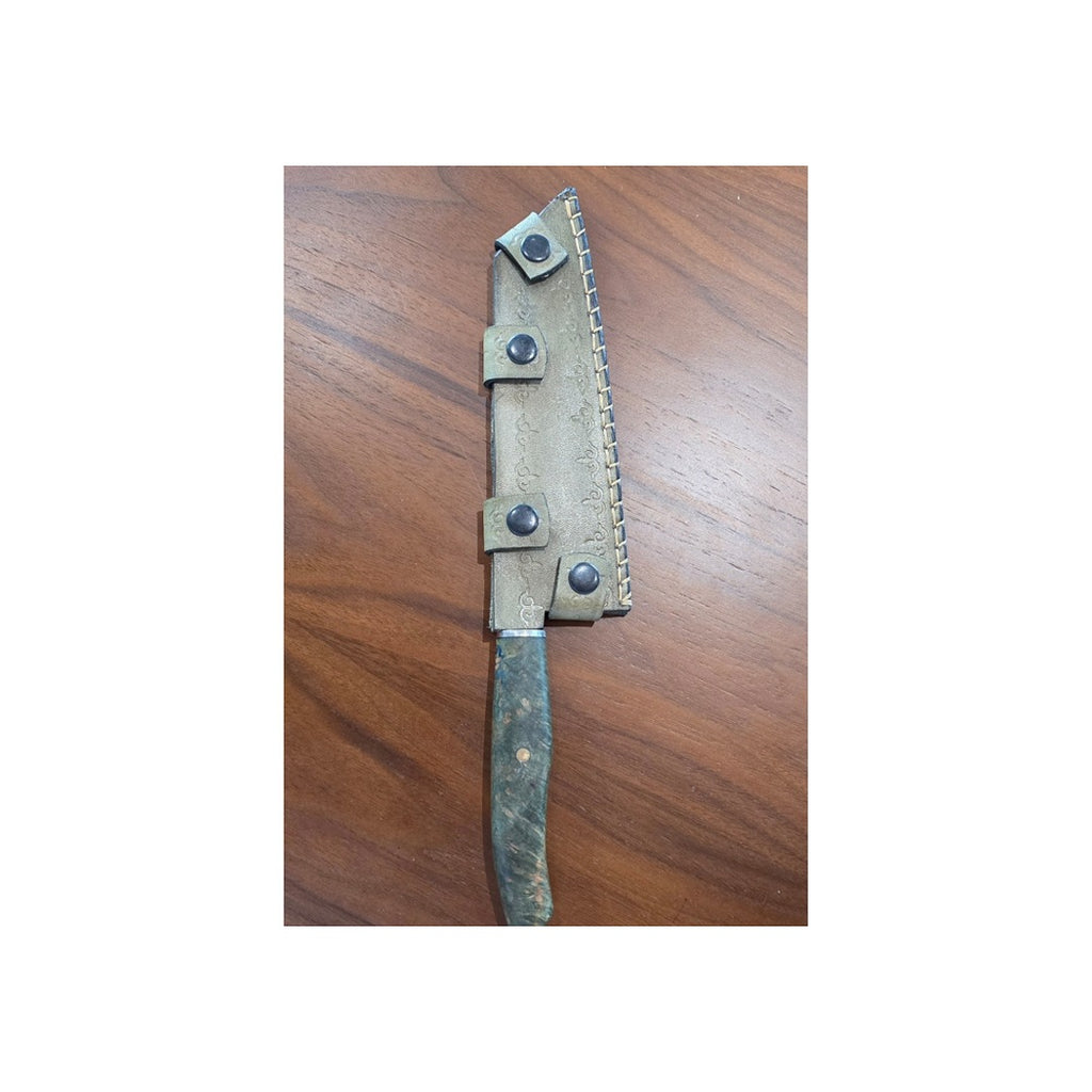 Kochmesser 4116 Stahl, stabilisiertem Maserbirke Griff inkl. Lederetui.