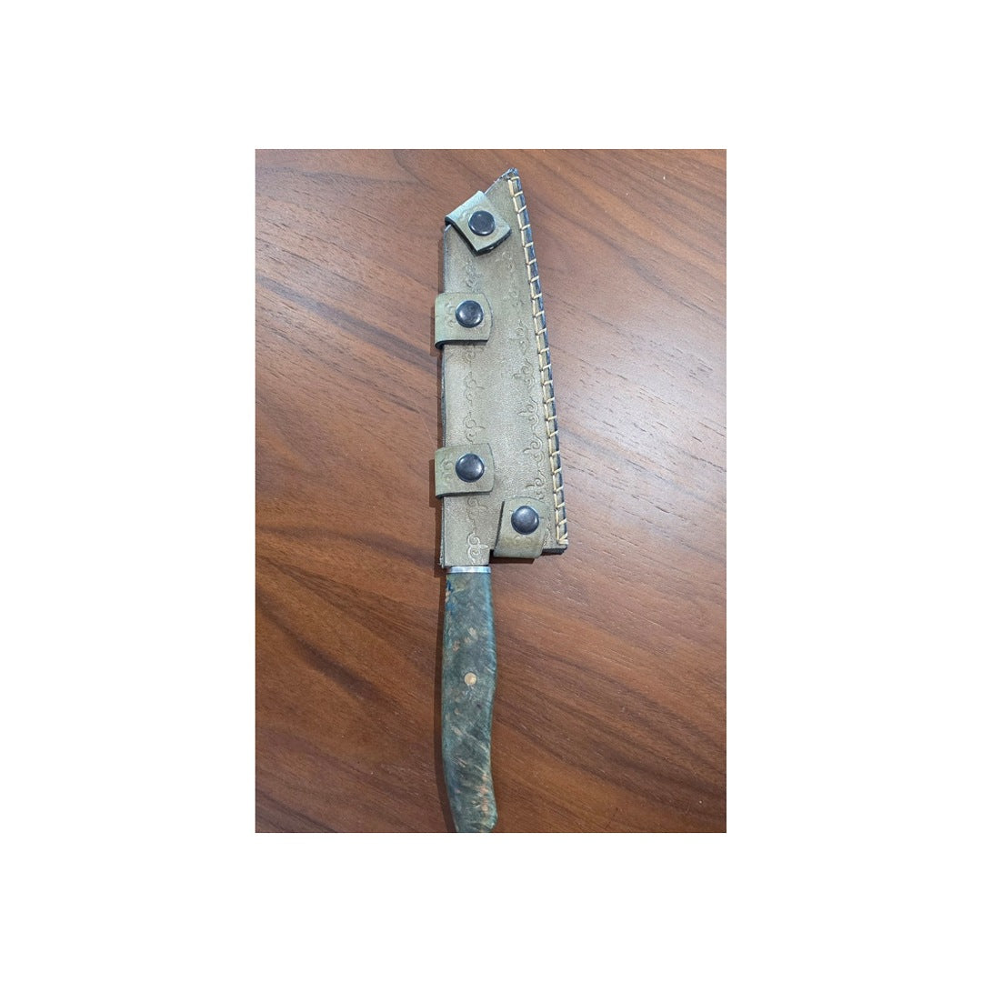 Kochmesser 4116 Stahl, stabilisiertem Maserbirke Griff inkl. Lederetui.