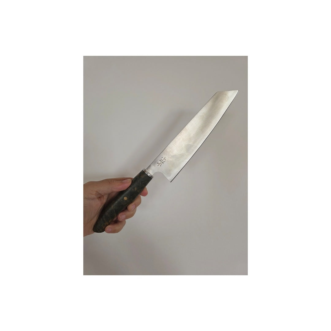 Kochmesser 4116 Stahl, stabilisiertem Maserbirke Griff inkl. Lederetui.