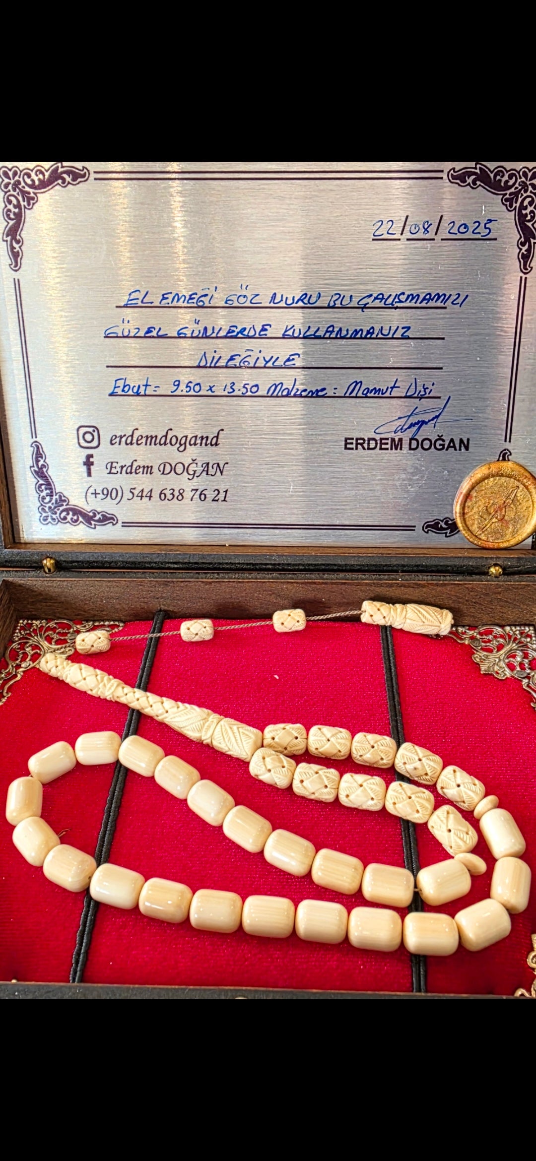 Tesbih & Rosary Master Erdem Dogan, 33 Habbe  Mammut Disi , inkl. Box